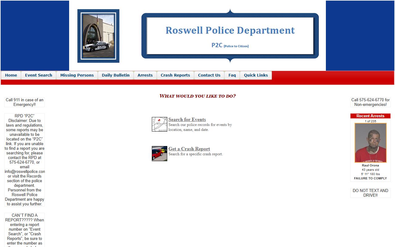 Chaves County arrest records and court charges Roswell P2C portal