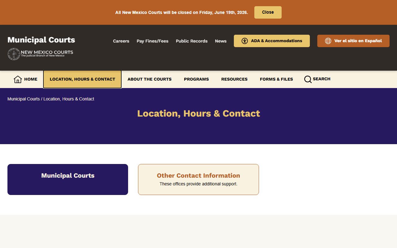 Chaves County court dockets New Mexico municipal court contacts