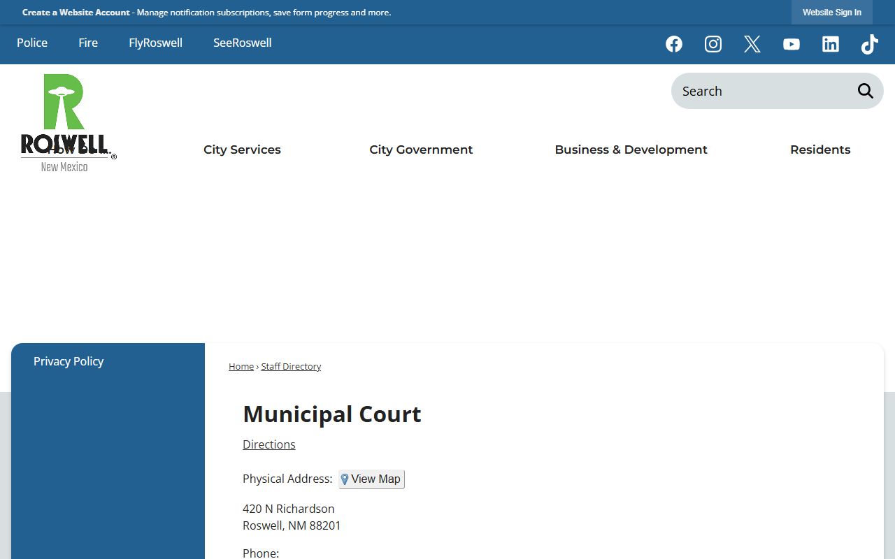 Chaves County court dockets Roswell Municipal Court directory
