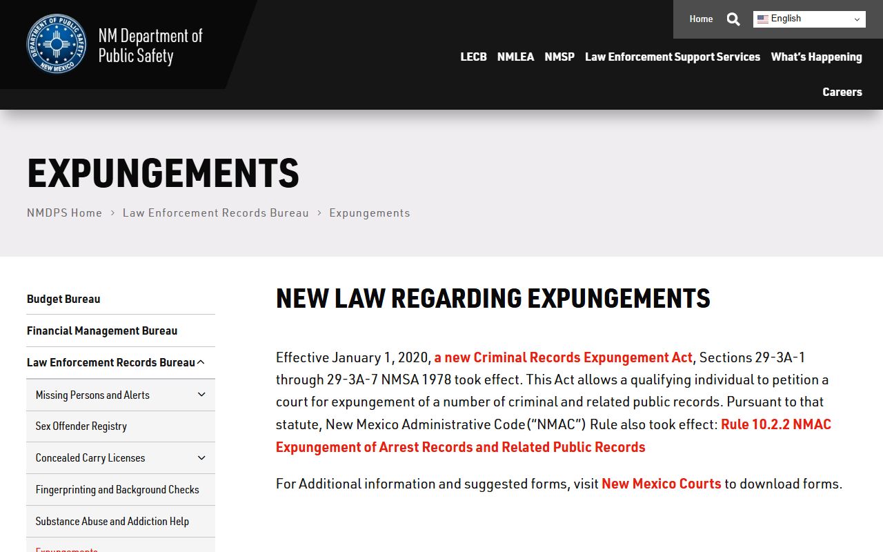 Chaves County court records expungement and sealing information