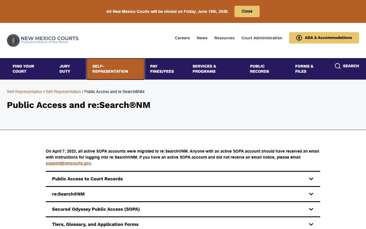 Chaves County court records public access and re:SearchNM information