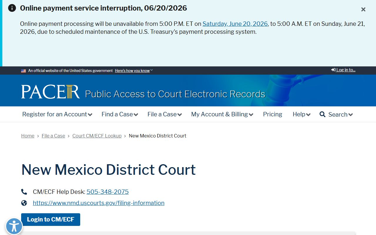 Chaves County criminal court records PACER federal case lookup distinction