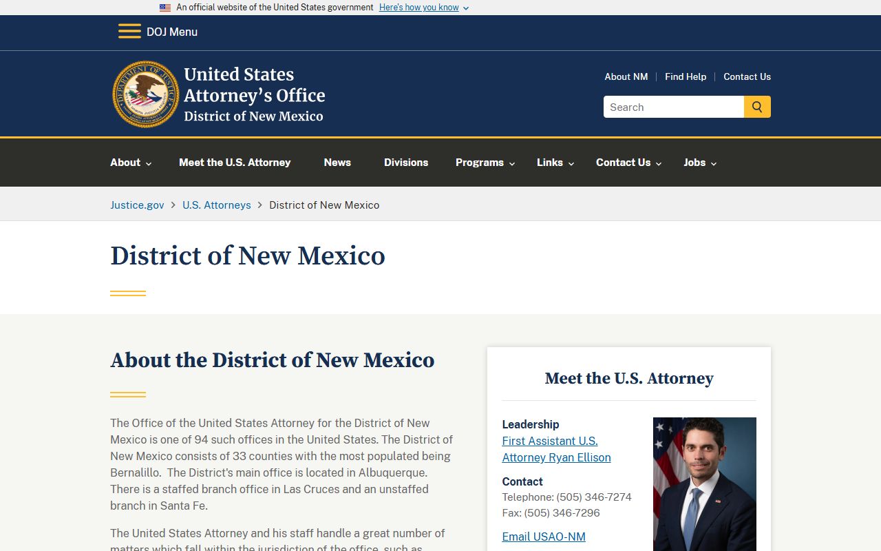 Chaves County criminal court records U.S. Attorney District of New Mexico context