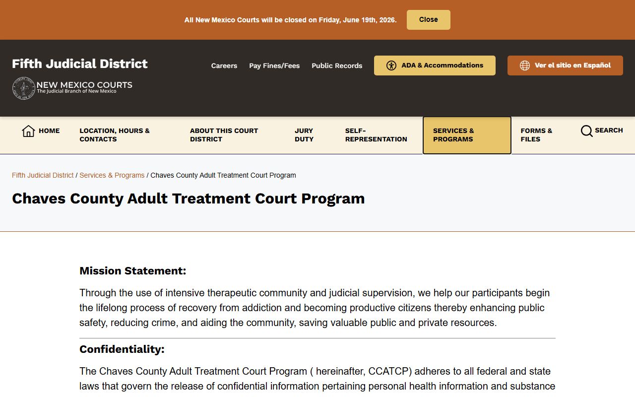 Chaves County District Court Adult Treatment Court records