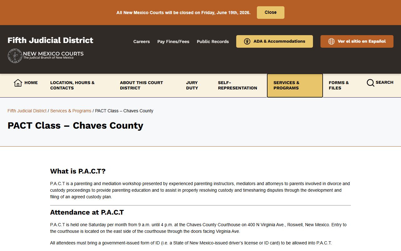 Chaves County District Court PACT class courthouse records