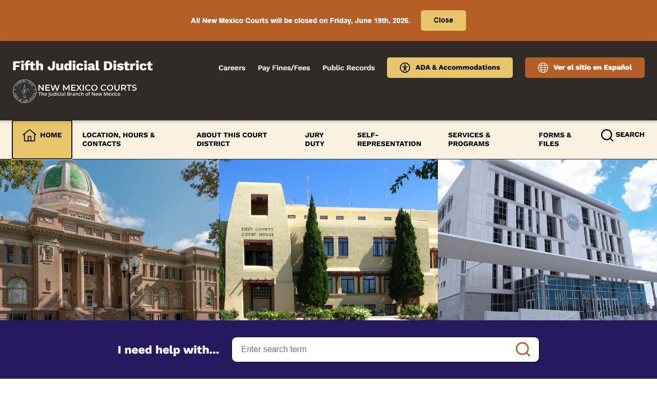 Chaves County Court records Fifth Judicial District homepage