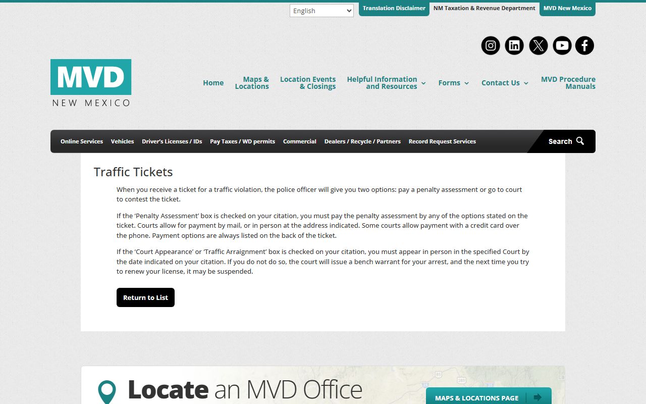 Chaves County Court records New Mexico MVD traffic ticket guidance