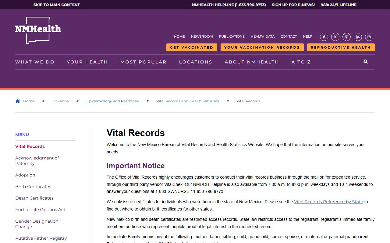 Chaves County marriage divorce records New Mexico Vital Records guidance