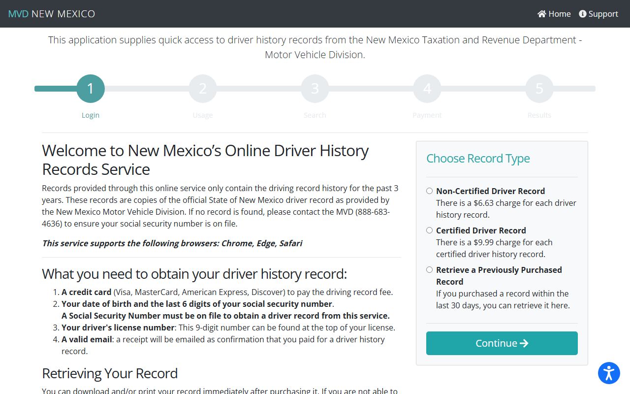 Chaves County traffic court records New Mexico online driver history service