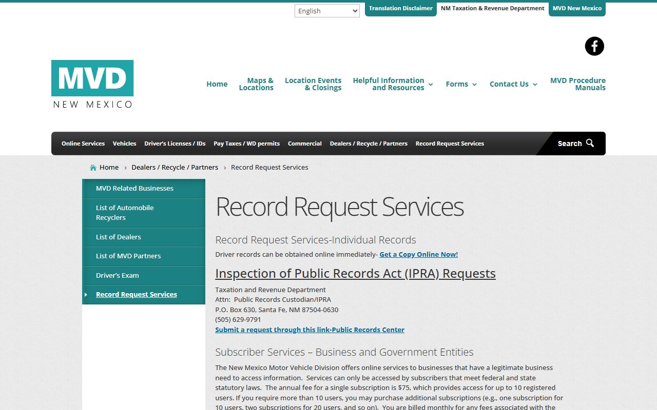 Chaves County traffic court records New Mexico MVD driver and vehicle data access