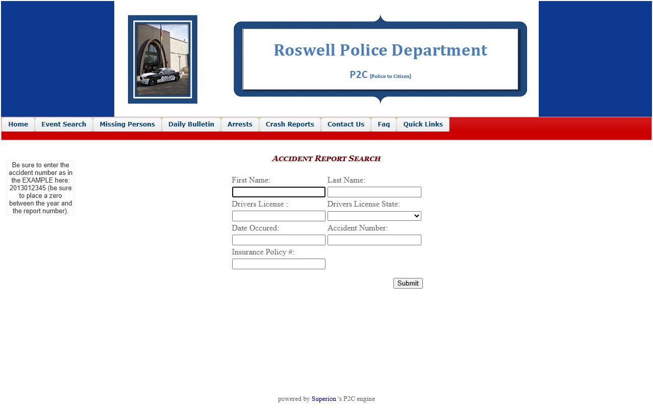 Chaves County traffic court records Roswell P2C crash report search